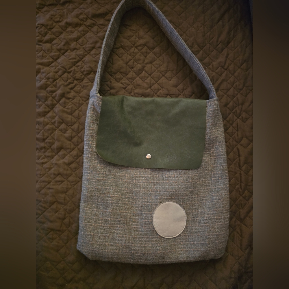 Vintage Tweed Wool Leather Johnston Of Elgin Crossbody